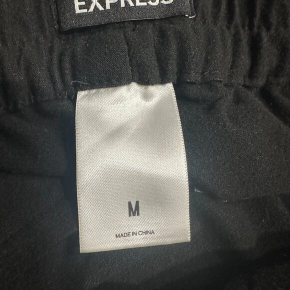 Express Faux Leather Joggers Womens Medium Black High Rise Stretch Waistband - Picture 2 of 2